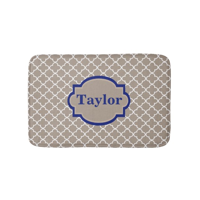 Tapis de bain beige de monogramme de Quatrefoil de (Devant)