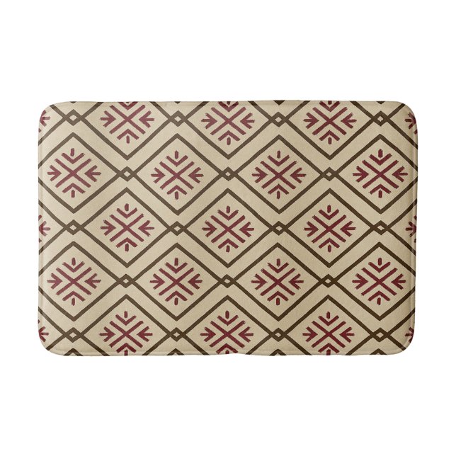 Tapis de bain beige et bordeaux (Devant)