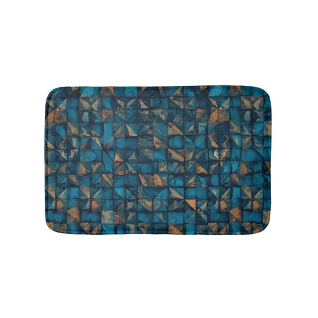 Tapis De Bain Bel Effet Patchwork en Tiel Bleu Foncé (Devant)