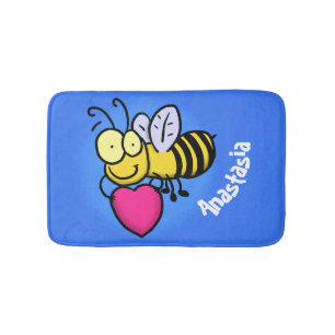 Tapis De Bain Belle abeille drôle avec dessin animé du coeur