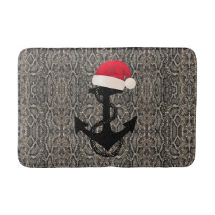 Tapis De Bain belle ANCRE nautique élégante avec SANTA HAT
