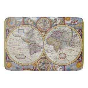 Tapis De Bain Belle Antique et Vintage vieux monde Carte