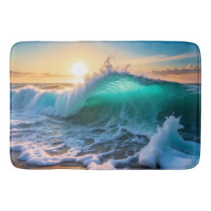 Tapis De Bain Belle Aqua Blue Frozen Ocean Waves Seascape