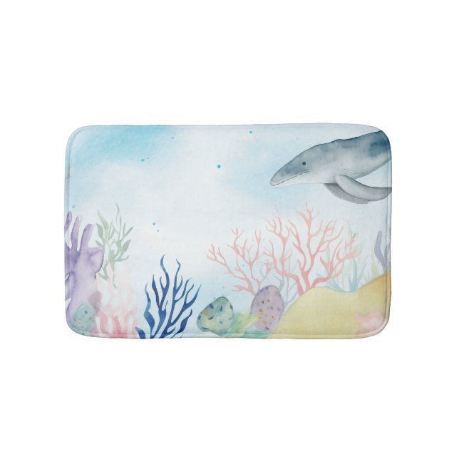 Tapis De Bain Belle aquarelle vie marine (Devant)
