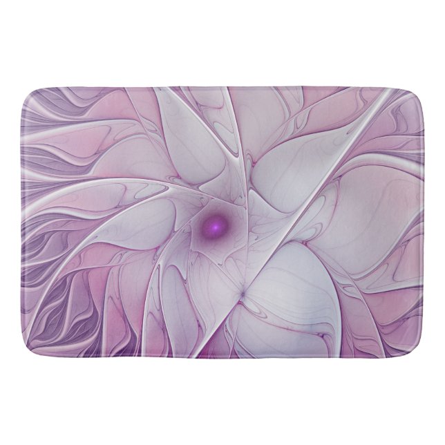 Tapis De Bain Belle fleur rose Art fractal abstrait moderne (Devant)
