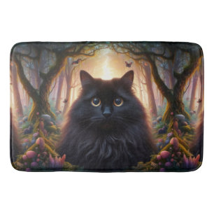 Tapis De Bain Belle Fluffy Chat Noir avec yeux or