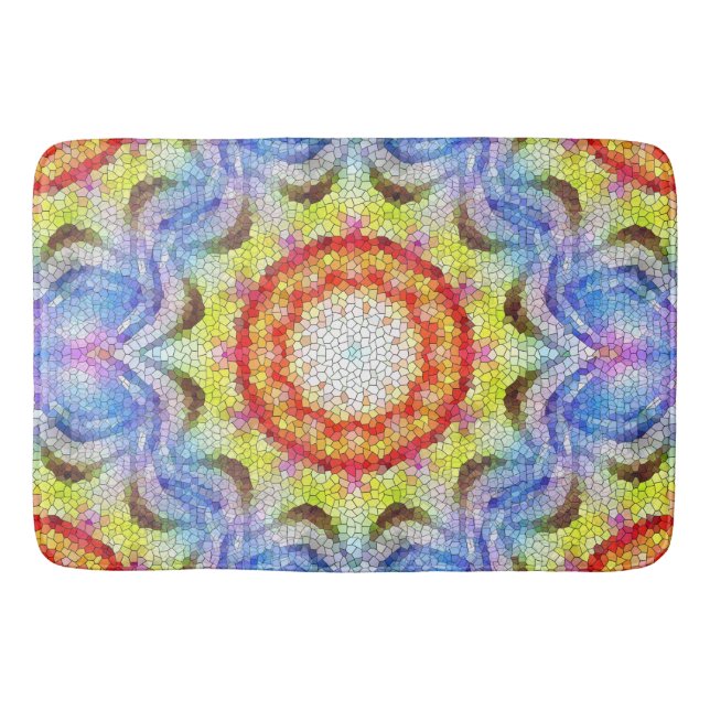 Tapis De Bain Belle mosaïque brillante Carreaux soleil Fleur (Devant)