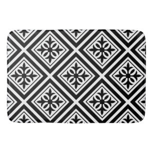 Tapis De Bain Belle motif carrelée en noir et blanc