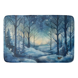 Tapis De Bain Belle scène Blue Winter Woods