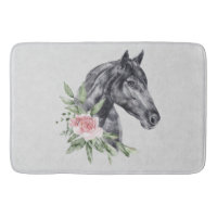 Belle tête de cheval noir Portrait d'aquarelle