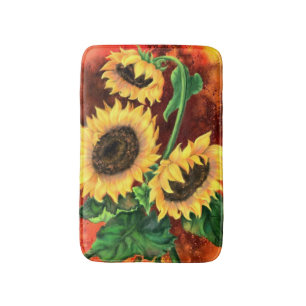 Tapis De Bain Belle Trois Tournesols - Peinture Art Migné
