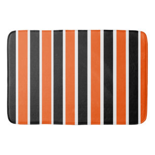 Tapis De Bain Belles bandes d'Halloween en orange et noir