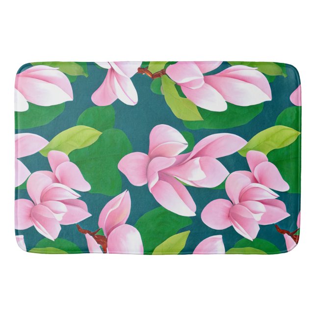 Tapis De Bain Belles fleurs de Magnolia rose (Devant)