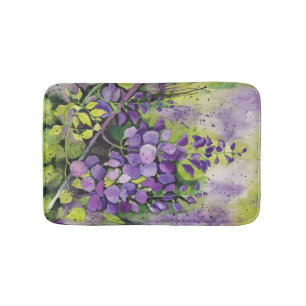 Tapis De Bain Belles Fleurs De Wisteria En Aquarelle