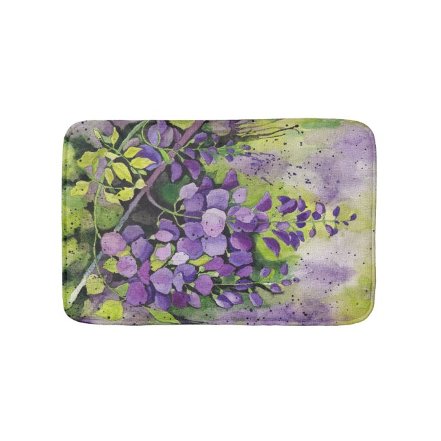 Tapis De Bain Belles Fleurs De Wisteria En Aquarelle (Devant)