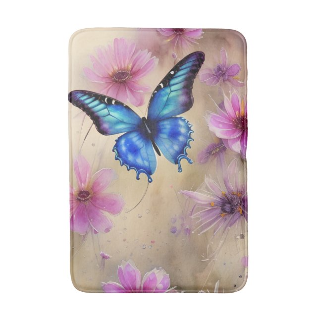 Tapis De Bain Belles fleurs et papillon (Devant (Vertical))
