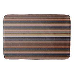 Tapis De Bain Belles rayures bleues brunes