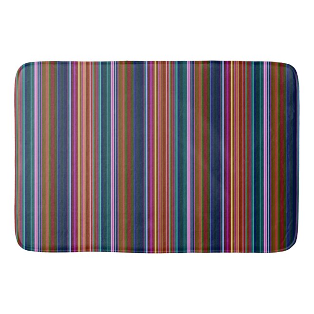 Tapis De Bain Belles rayures colorées rétro (Devant)