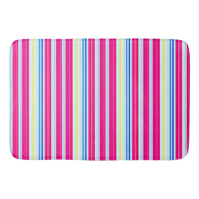 Tapis De Bain Belles rayures rose bleue (Devant)
