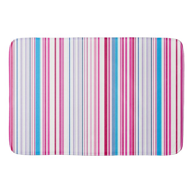 Tapis De Bain Belles rayures rose bleue (Devant)