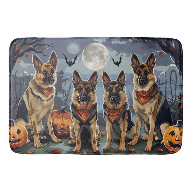 Tapis De Bain Berger allemand Halloween Éffrayant (Devant)