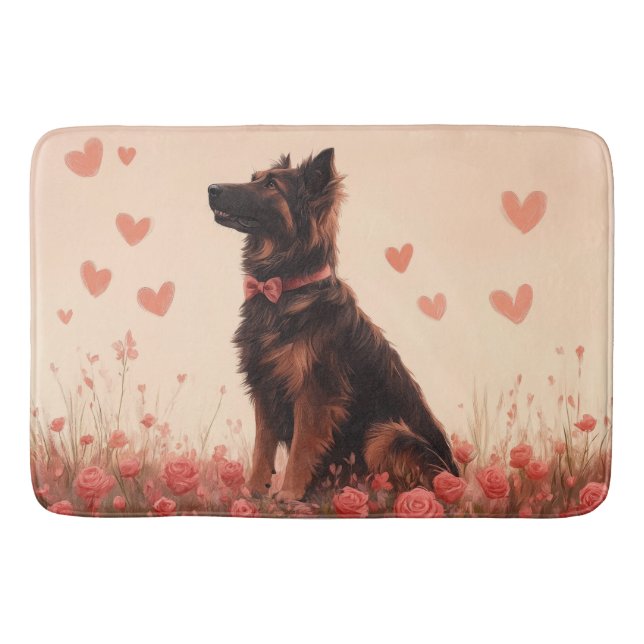Tapis De Bain Berger d'Anatolie avec des Roses - Saint-Valentin (Devant)