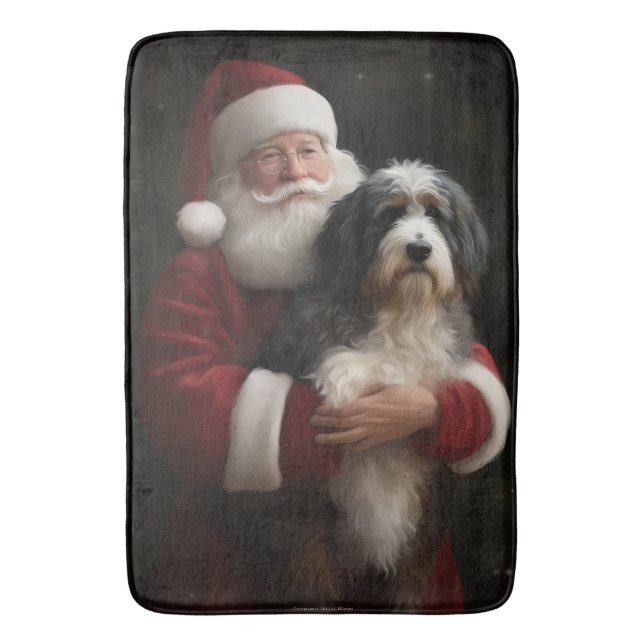 Tapis De Bain Bernedoodle avec Noël Festif du Père Noël (devant Vertical)