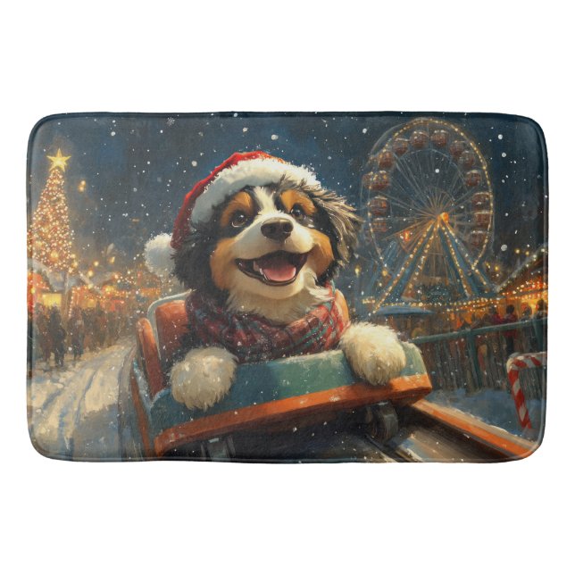 Tapis De Bain Bernedoodle Chien Montagnes Russes Noël  (Devant)