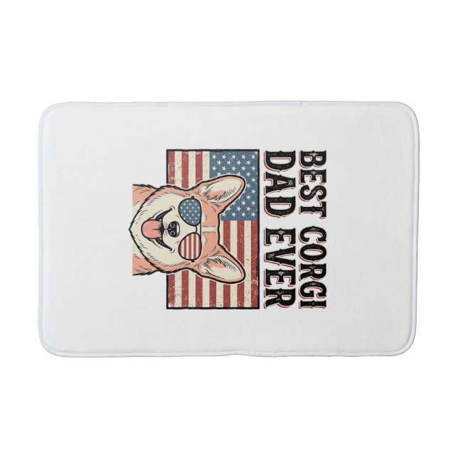 Tapis De Bain Best Corgi Dad Ever Patriotic Vintage Dog Shirt_1 (Devant)