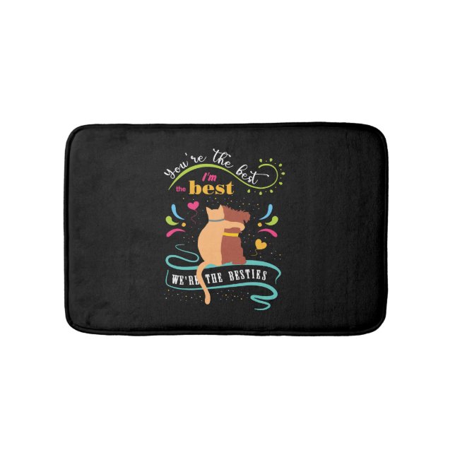 Tapis De Bain Besties Cat et Chien Drôle Citation (Devant)