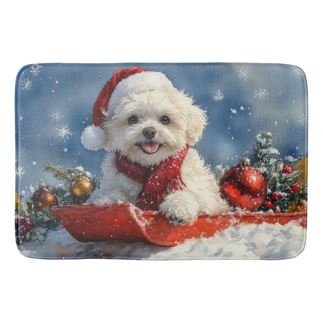 Tapis De Bain Bichon Frise Chien dans la boue Laisser passer la  (Devant)