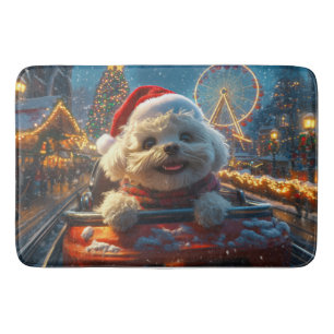 Tapis De Bain Bichon Frise Dog Roller Dessous de verre Noël