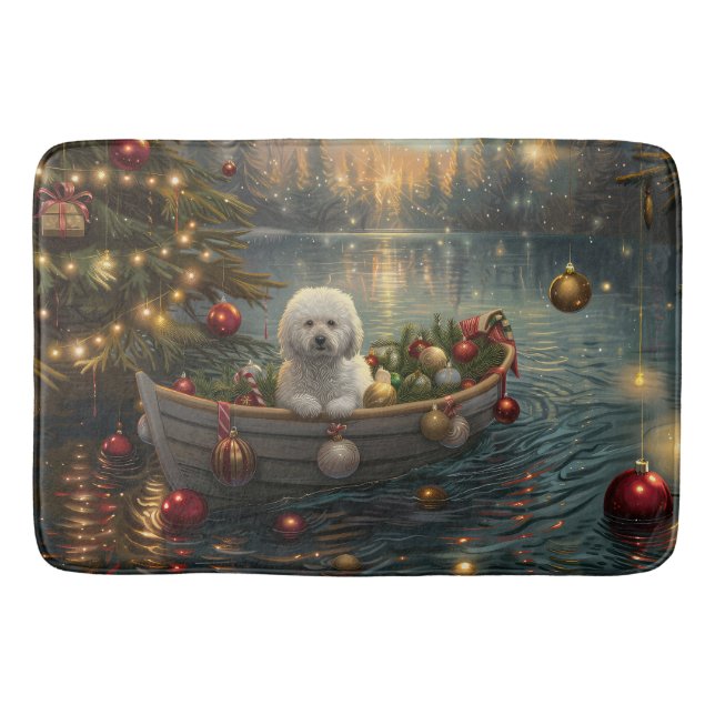 Tapis De Bain Bichon Frise Noël Festive Voyage (Devant)