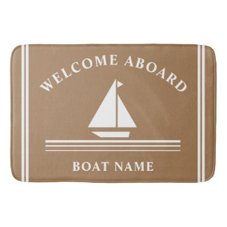 Tapis De Bain Bienvenue à bord du bateau nautique Nom Khaki