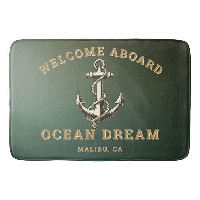 Tapis De Bain Bienvenue à bord, nom du bateau Ancre (Devant)