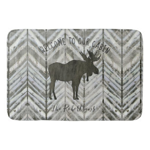 Tapis De Bain Bienvenue à notre Cabine Moose Rustic Lodge Bath