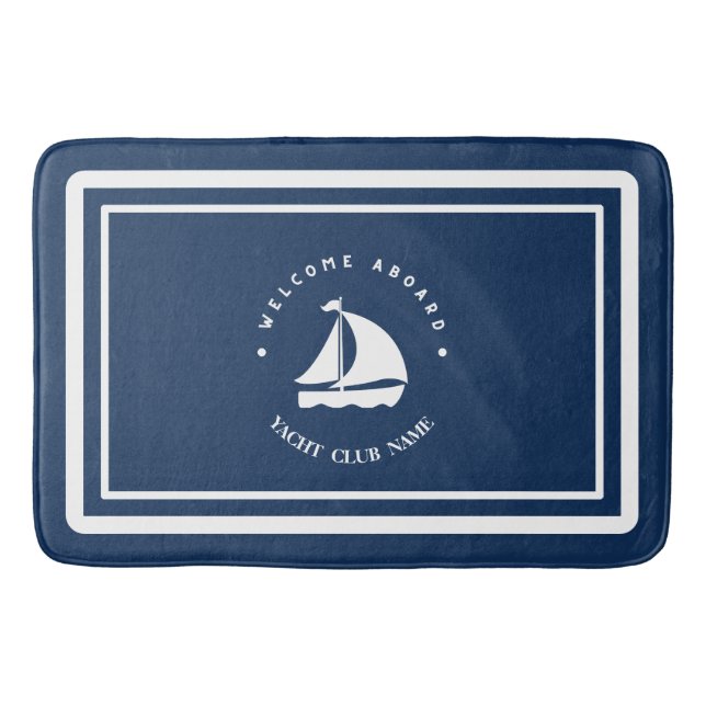 Tapis De Bain Bienvenue Ancre Bleue Voilier nautique Bateau do-i (Devant)