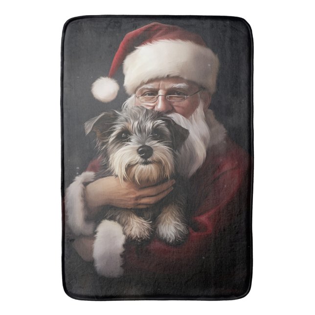 Tapis De Bain Biewer Terrier Avec Noël Festif Du Père Noël (devant Vertical)