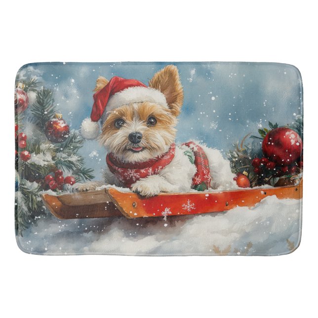 Tapis De Bain Biewer Terrier Chien dans la boue Laisser il neige (Devant)