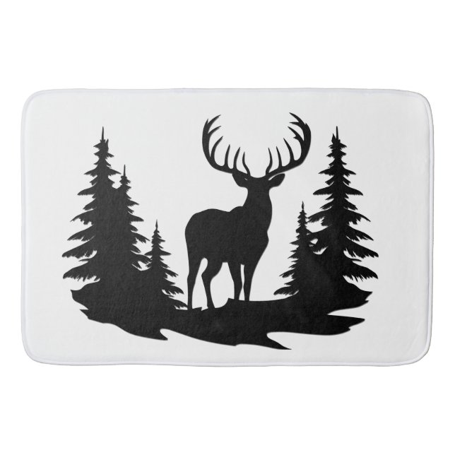 Tapis De Bain Big Buck Parmi Pine Trees Vector (Devant)