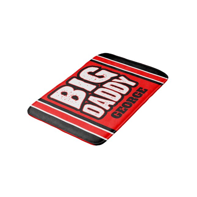 Tapis De Bain Big Daddy (Votre Nom) Dos Rouge Blanc (Angle)