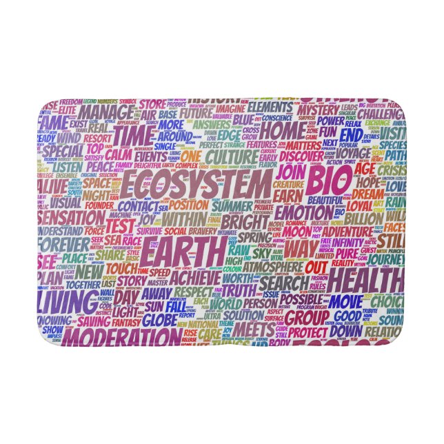 Tapis De Bain Bio Nuage de Mots Texte Modèle Biodiversité (Devant)