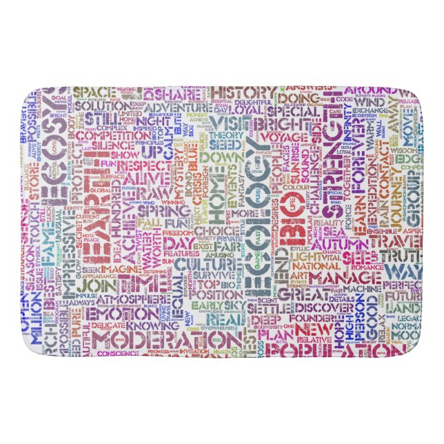 Tapis De Bain Bio Nuage de Mots Texte Motif Biodiversité (Devant)