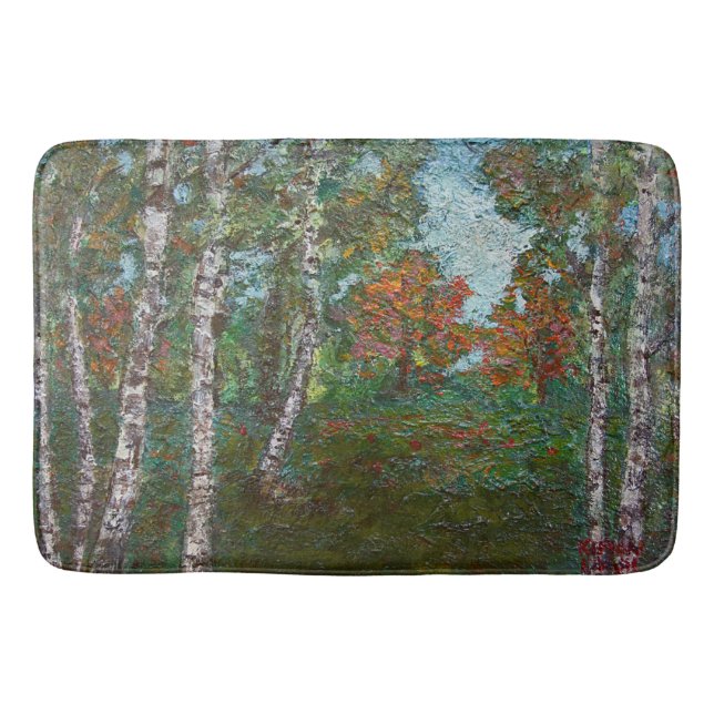 Tapis De Bain Birch Trees in a Woodland Forest (par Kimon Loghi) (Devant)