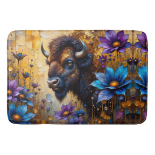 Tapis De Bain Bison américain dans un portrait de fleur texturée