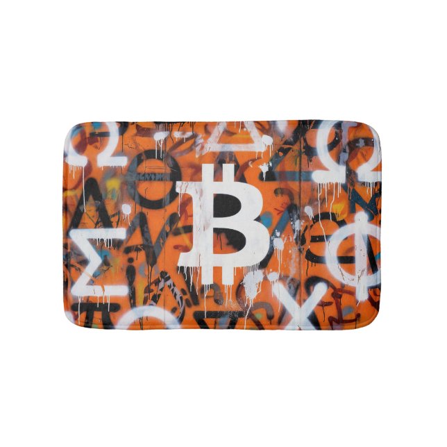 Tapis De Bain "Bitcoin Graffiti" (Style #2) Art de rue (Devant)