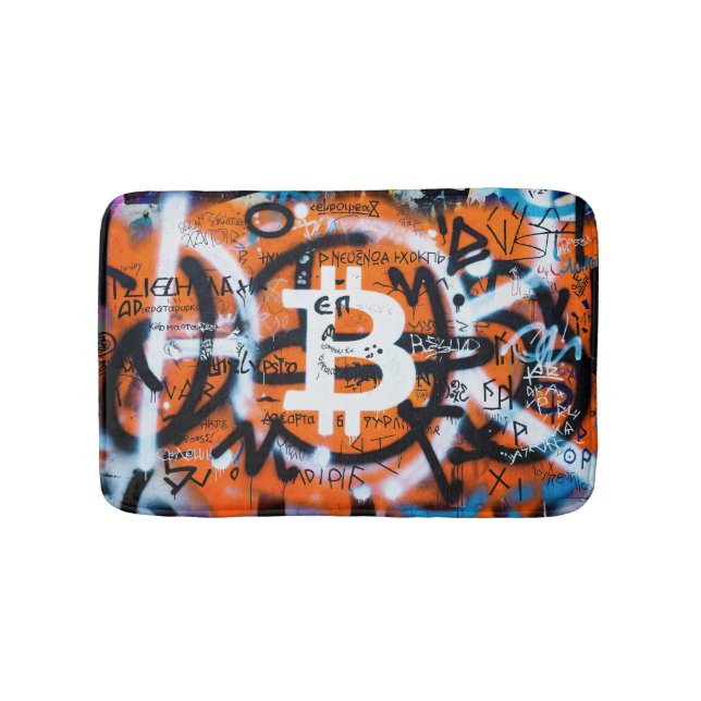 Tapis De Bain "Bitcoin Graffiti" (Style #4) Art de rue (Devant)