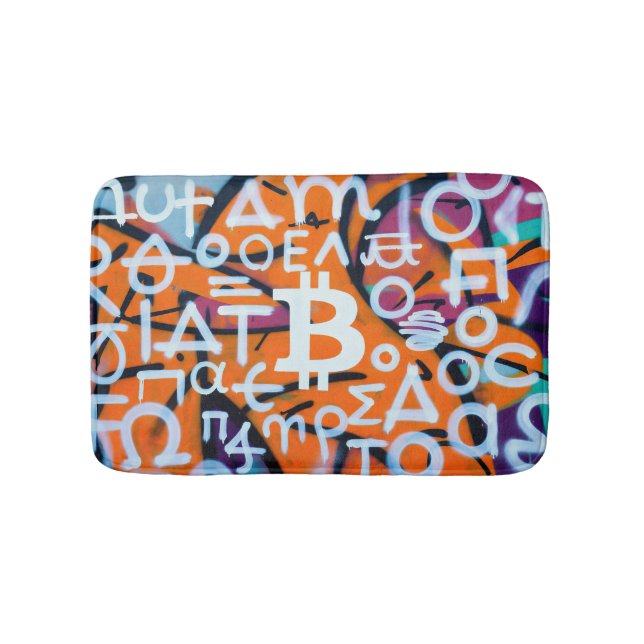 Tapis De Bain "Bitcoin Graffiti" (Style #8) Art de rue (Devant)