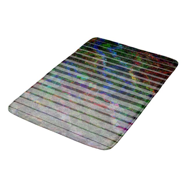 Tapis De Bain Bizarres et rayures abstraits petits carrés (Angle)