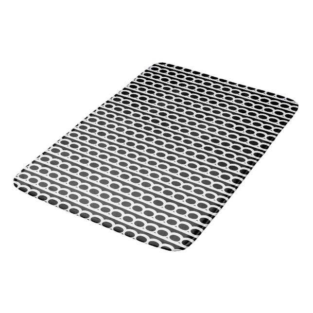 Tapis De Bain Black and white Bulle moderne Waves (Angle)